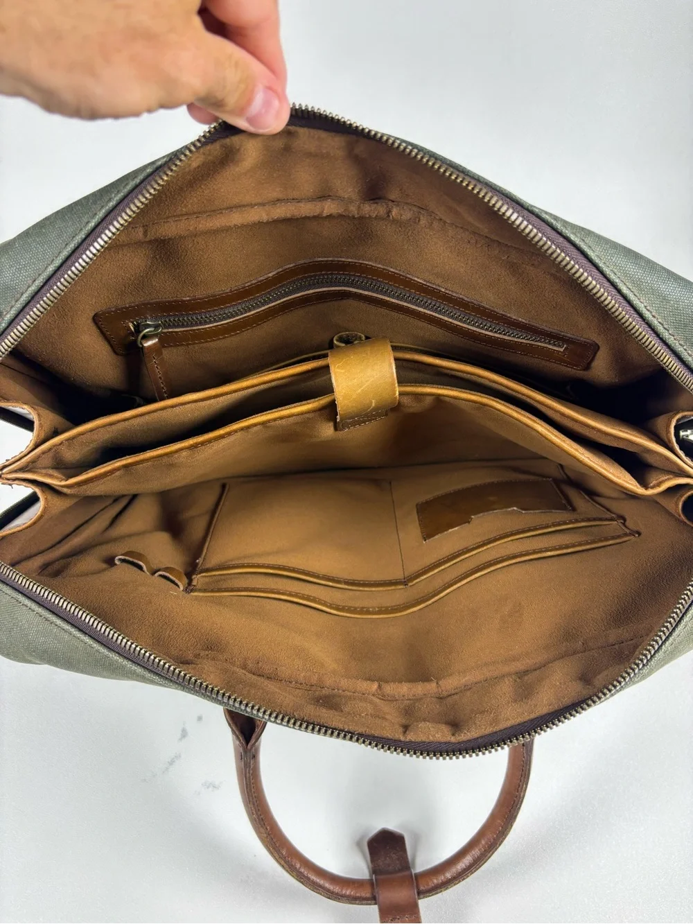 Satchel & Page Waxed Canvas Messenger Bag - No Shoulder Strap